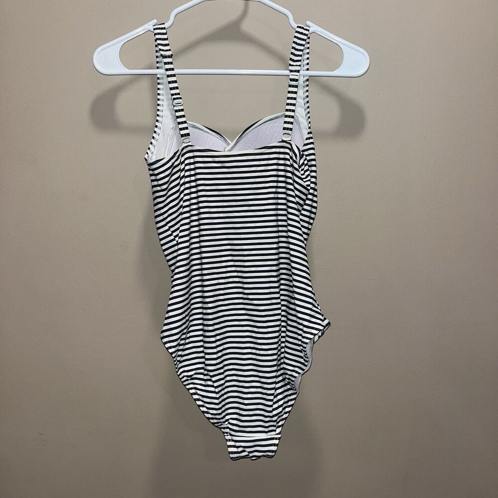 Bond-Eye Australia Women’s Gray Striped Ruched One Piece Swimsuit US 8 D/DD - Picture 4 of 10